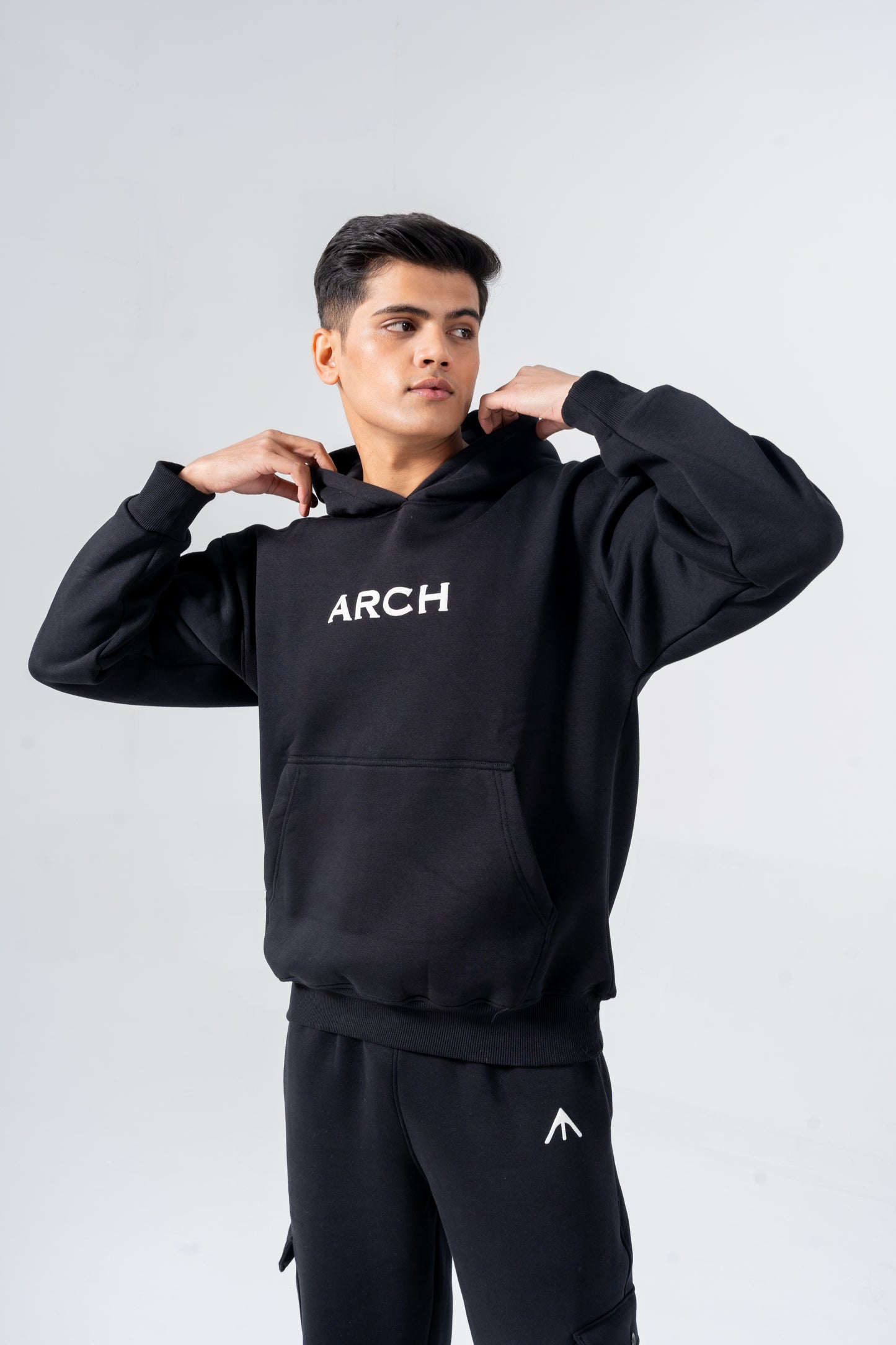 Arch Basic Black Oversized Hoodie